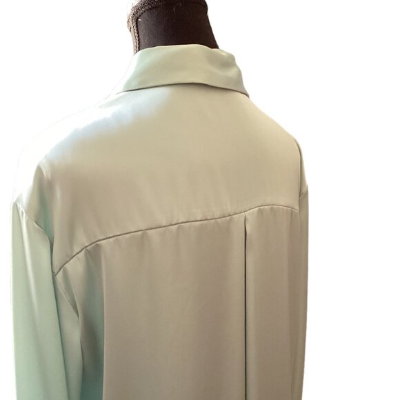 Zara Satin Look Green Blouse - Size M - Picture 6 of 8